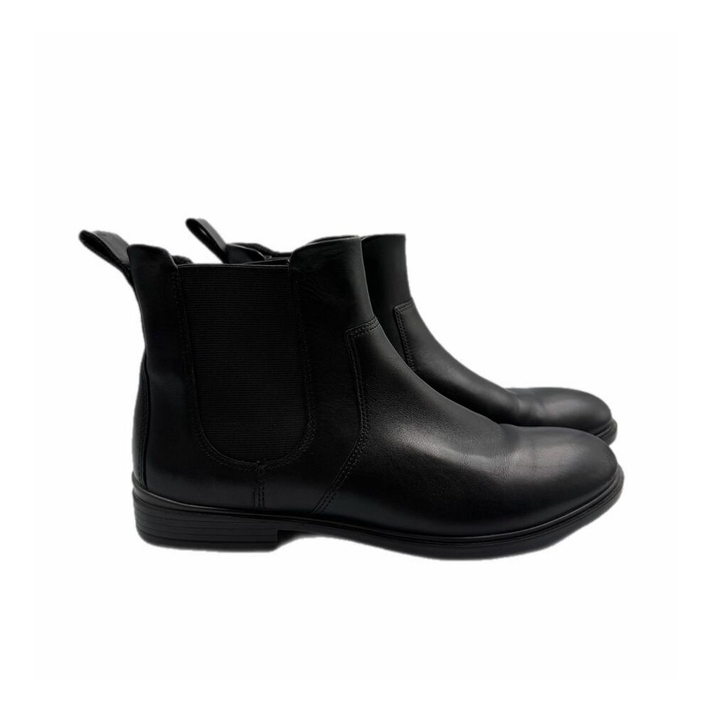 Ecco Black Leather Classic Chelsea Pull On Lightweight Low Heel Ankle Boots